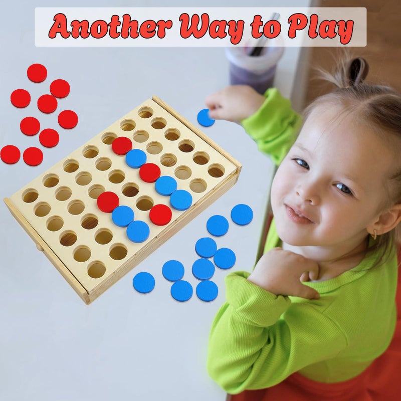 Arfun 4 in a Row Wooden Connect Board Game, Foldable Line up 4 Game, Classic Strategy Family Fun Toy, Wood Connect Game for Kids and Adults (Travel Size) - Image 4